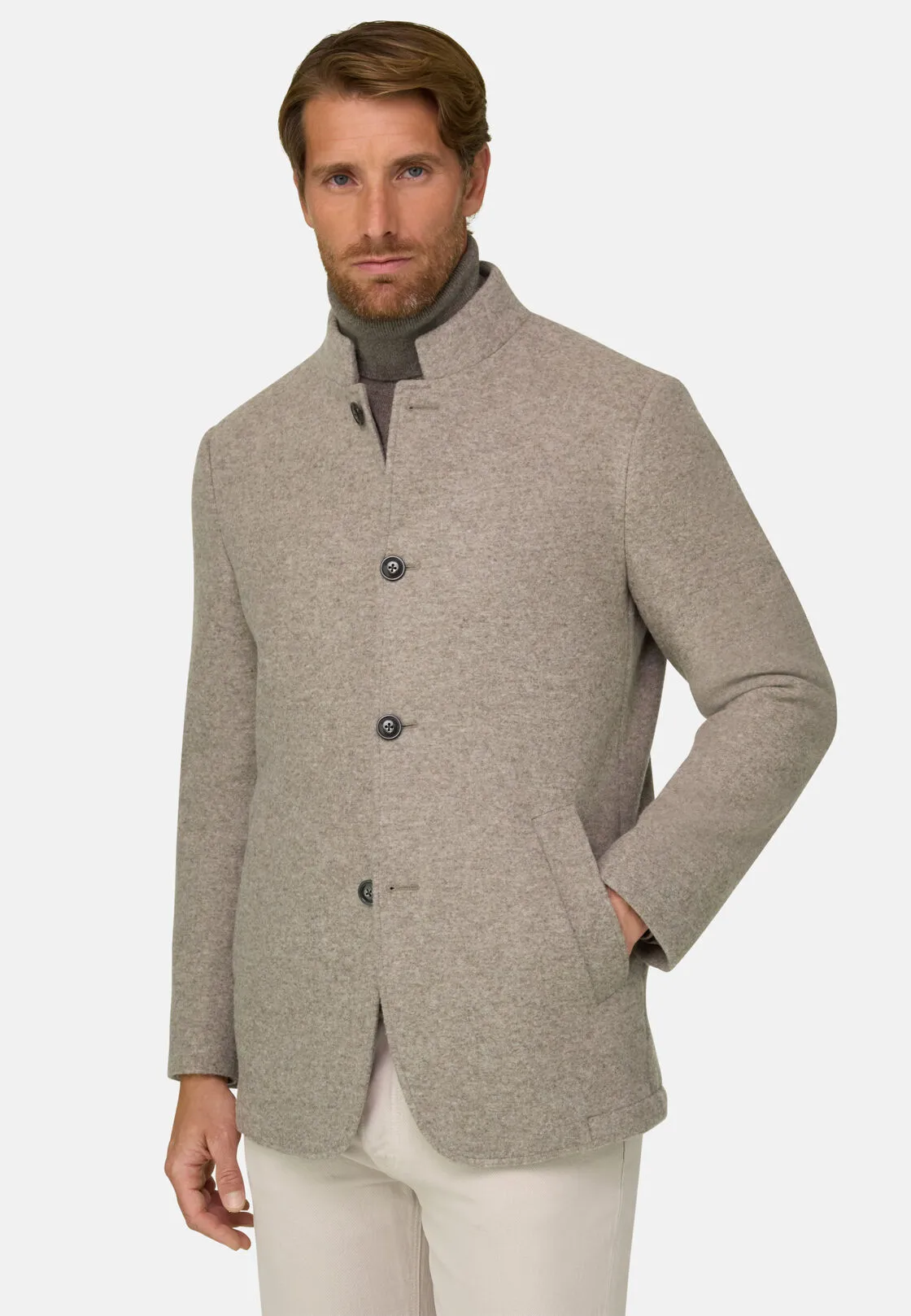 Boggi, Caban In Misto Lana Cashmere Melange, Uomo, Grigio, Taglia: 50