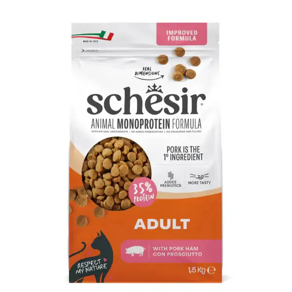 Schesir Cat Monoprotein formula con Prebiotici Prosciutto 1.5 kg - Cibo monoproteico gatto