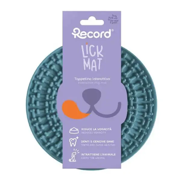Tappetino da leccare per cani Lick mat rotondo per cani e gatti Record Blu petrolio