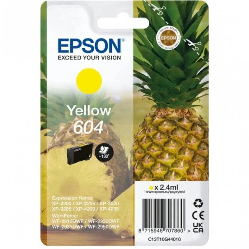 Cartuccia inchiostro Epson 604 Giallo Originale 2,4 ml 130 pagine