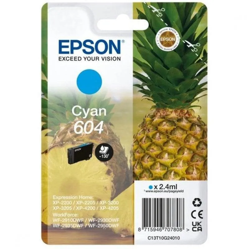 Cartuccia inchiostro Epson 604 Ciano Originale 2,4 ml 130 pagine