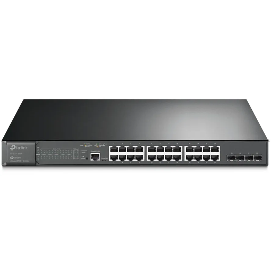 Omada SG3428MP switch di rete Gestito L2+ Gigabit Ethernet (10/100/1000) Supporto Power over Ethernet (PoE) 1U Nero, Interruttore
