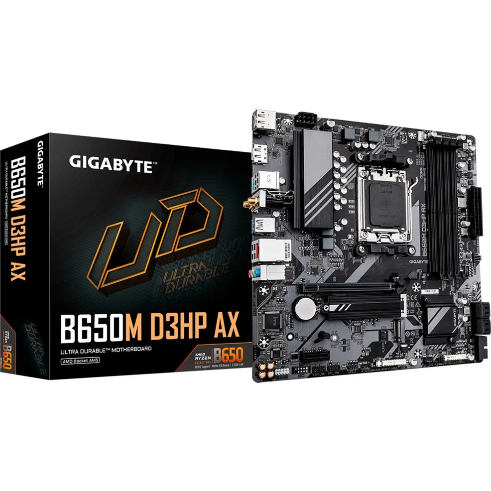 B650M D3HP AX Scheda madre - AMD Ryzen serie 9000, VRM a 5+2+2 fasi, fino a 8000 MHz DDR5 (OC), 2xPCIe 4.0 M.2, WIFI 6E, LAN 2,5 GbE, USB 3.2 Gen 1