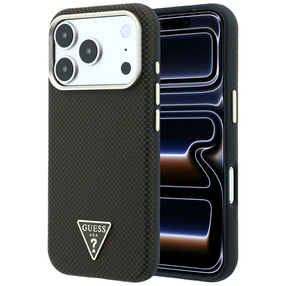 Custodia MagSafe per Apple iPhone 18 Pro Max / 17 Pro Max, Guess, Logo Triangolo Kevlar, Marrone - immagine 1