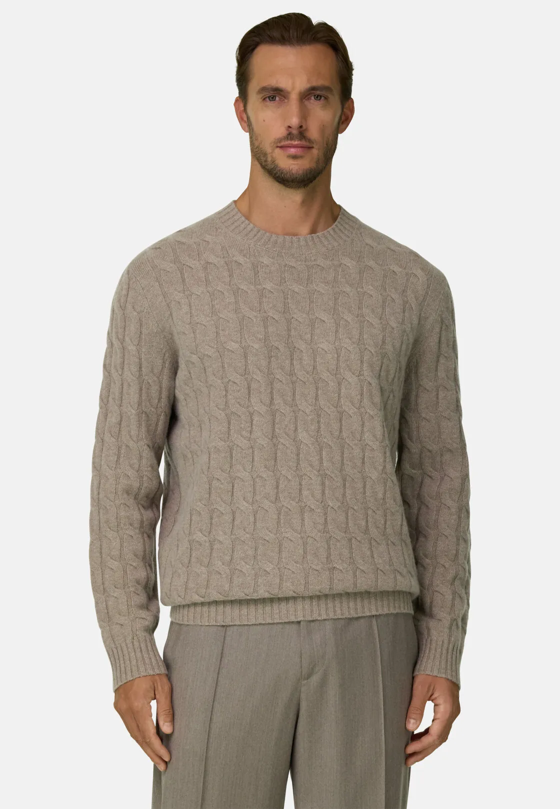 Boggi, Maglia Girocollo In Lana Cashmere, Uomo, Beige, Taglia: M