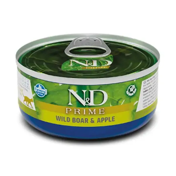 Farmina N&D Prime Grain Free Feline 70 gr Cinghiale e Mela - confezione da 24 pezzi - Cibo umido per gatti
