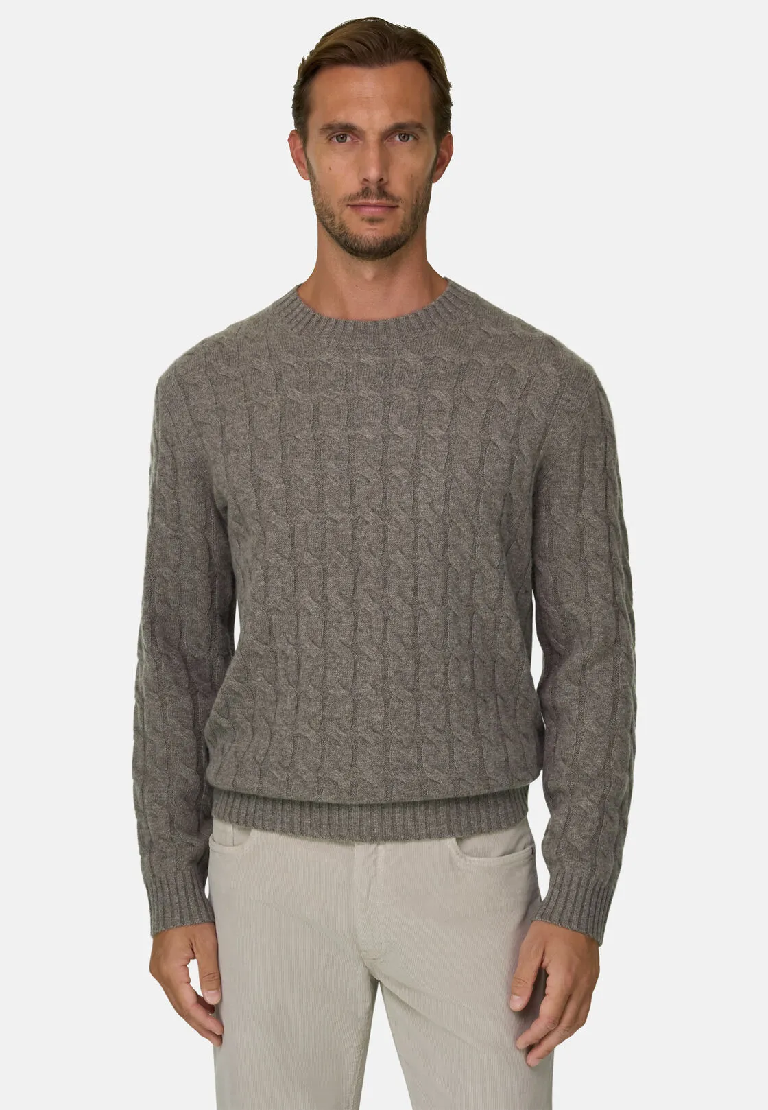 Boggi, Maglia Girocollo In Lana Cashmere, Uomo, Taupe, Taglia: S