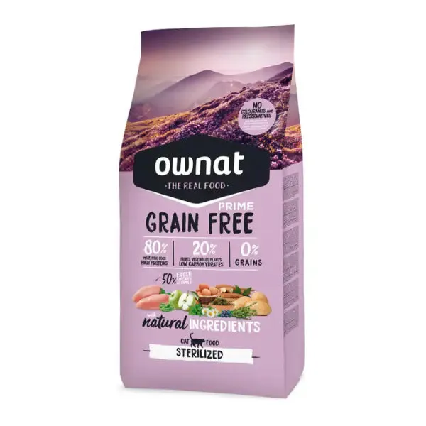Ownat Prime Grain Free Cat Sterilised con pollo fresco 8 kg - Croccantini per gatti