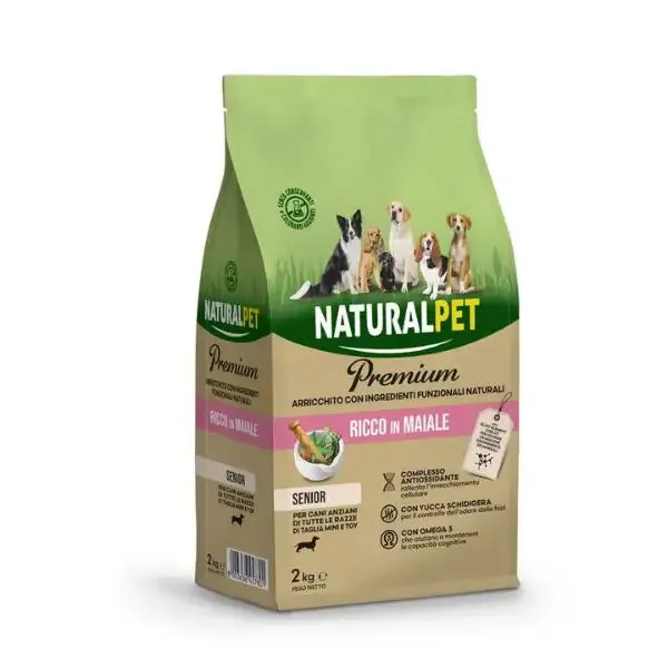 NaturalPet Premium Senior Mini & Toy Maiale 2 kg - Crocchette naturali cane