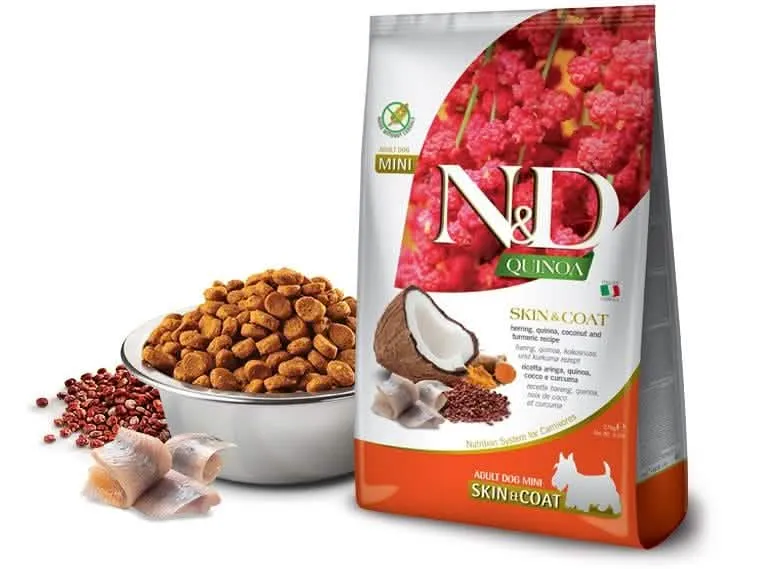 N&D Quinoa Dog Skin & Coat Herring, Coconut and Turmeric Adult Mini 800 g