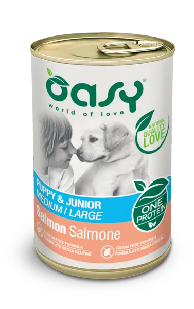 Oasy wet dog one puppy medium/large salmone 400 g