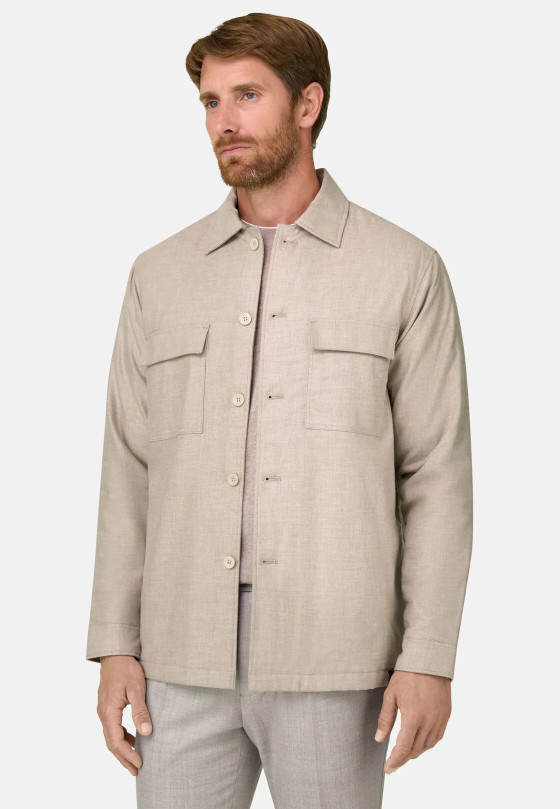 Boggi, Camicia Over Imbottita In Cotone Tencel, Uomo, Sabbia, Taglia: XXXL