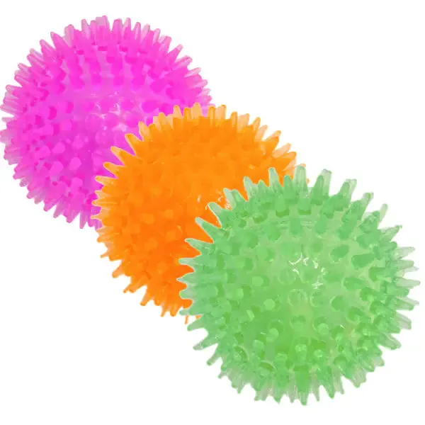 PetUp Joy gioco per cani Palla in TPR con squeaker Spiky con punte per cuccioli Diametro 6,3 cm Colori assortiti - Giochi per cani