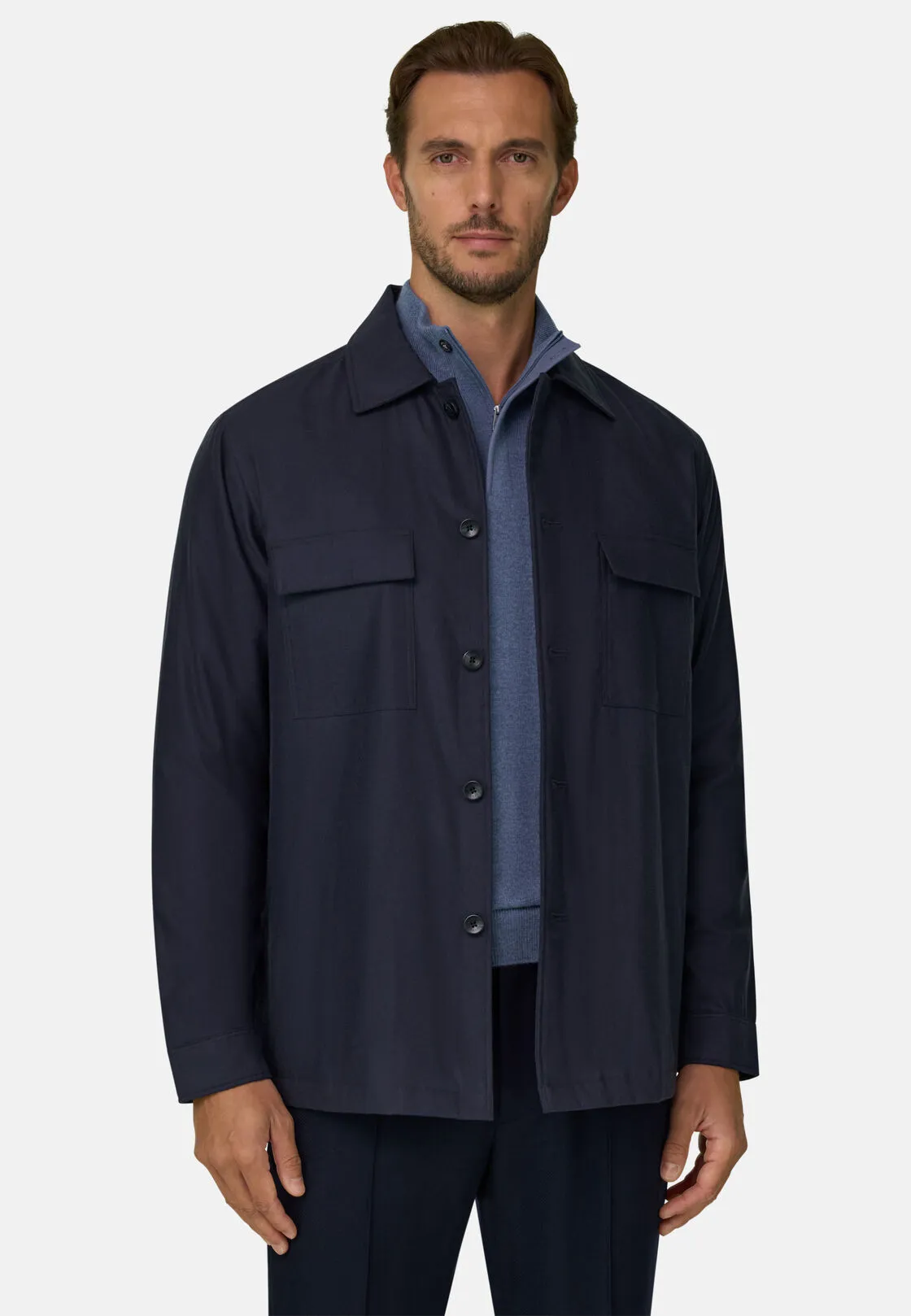 Boggi, Camicia Over Imbottita In Cotone Tencel, Uomo, Navy, Taglia: XXL