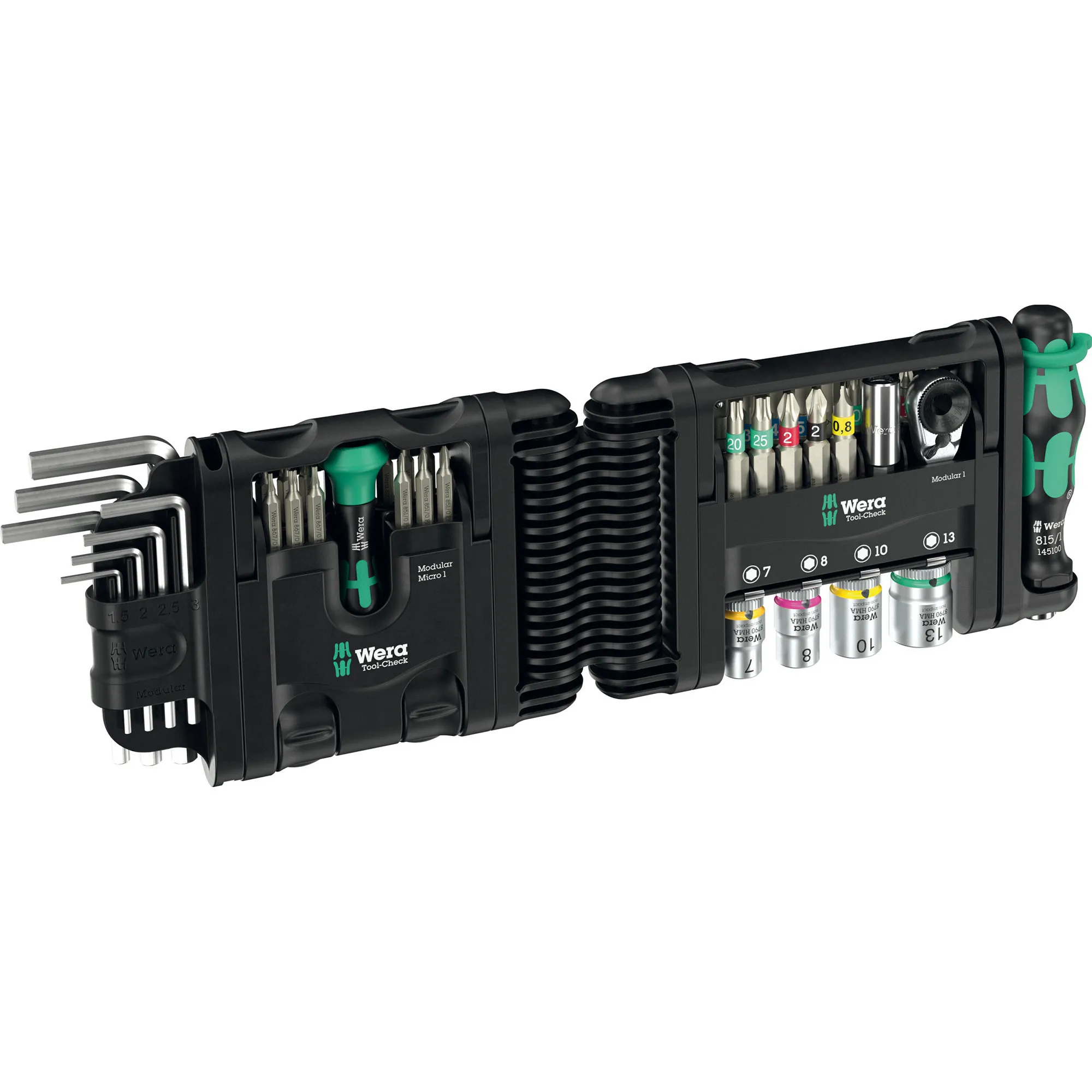 Set modulare Tool-Check 1, con 3 moduli di utensili, Set di bit