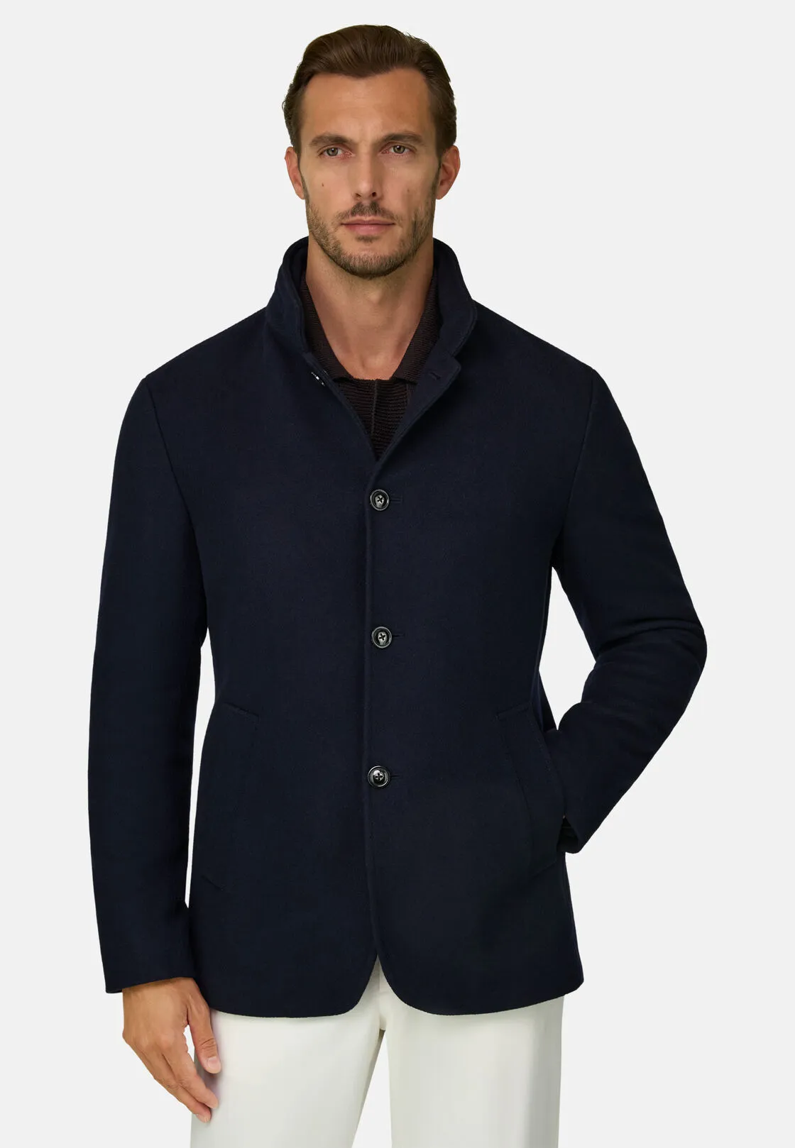 Boggi, Caban Imbottito In Misto Lana Melange, Uomo, Navy, Taglia: 52
