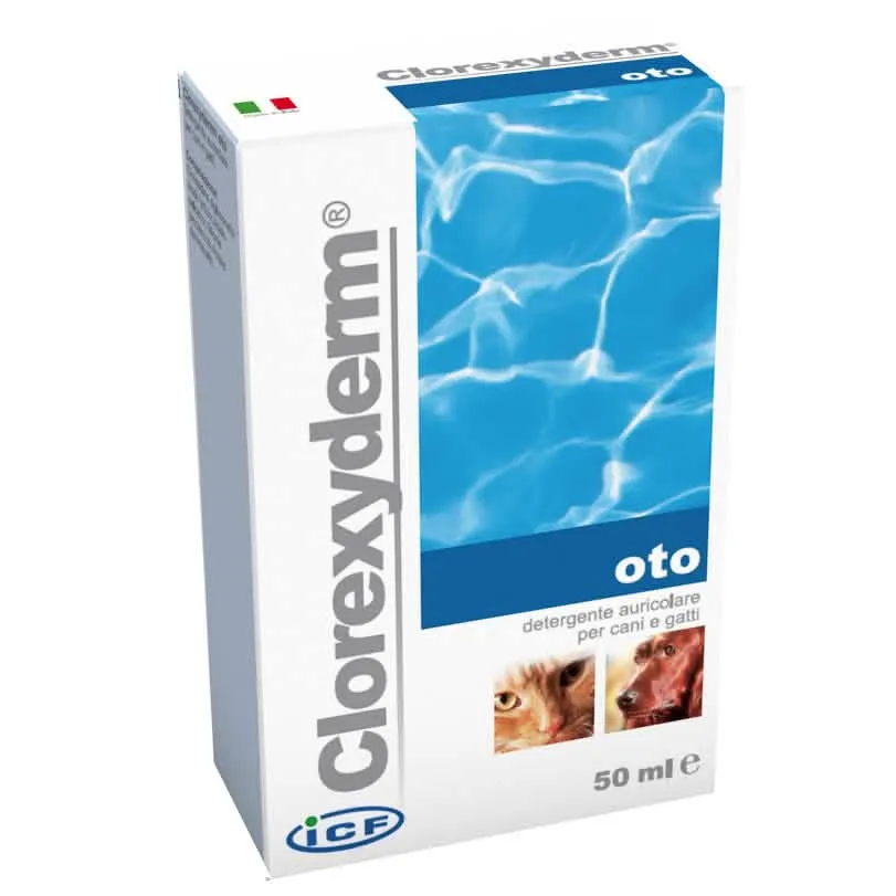 Clorexyderm Oto Liquido 50 ml - Soluzione Detergente Auricolare per Cani e Gatti