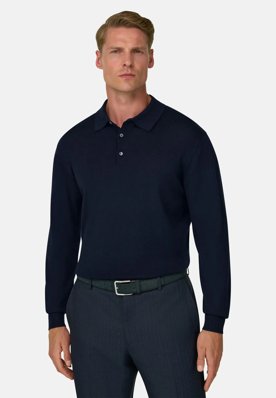 Boggi, Polo Di Maglia In Merino Extrafine, Uomo, Navy, Taglia: XXL