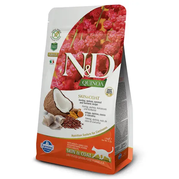 Farmina N&D Quinoa Feline Skin&Coat Aringa e cocco 1,5 kg - Croccantini per gatti