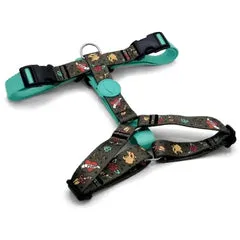 Pettorina ad H regolabile per cani in raso Intense Ink Tank Morso Taglia S 39-48 cm