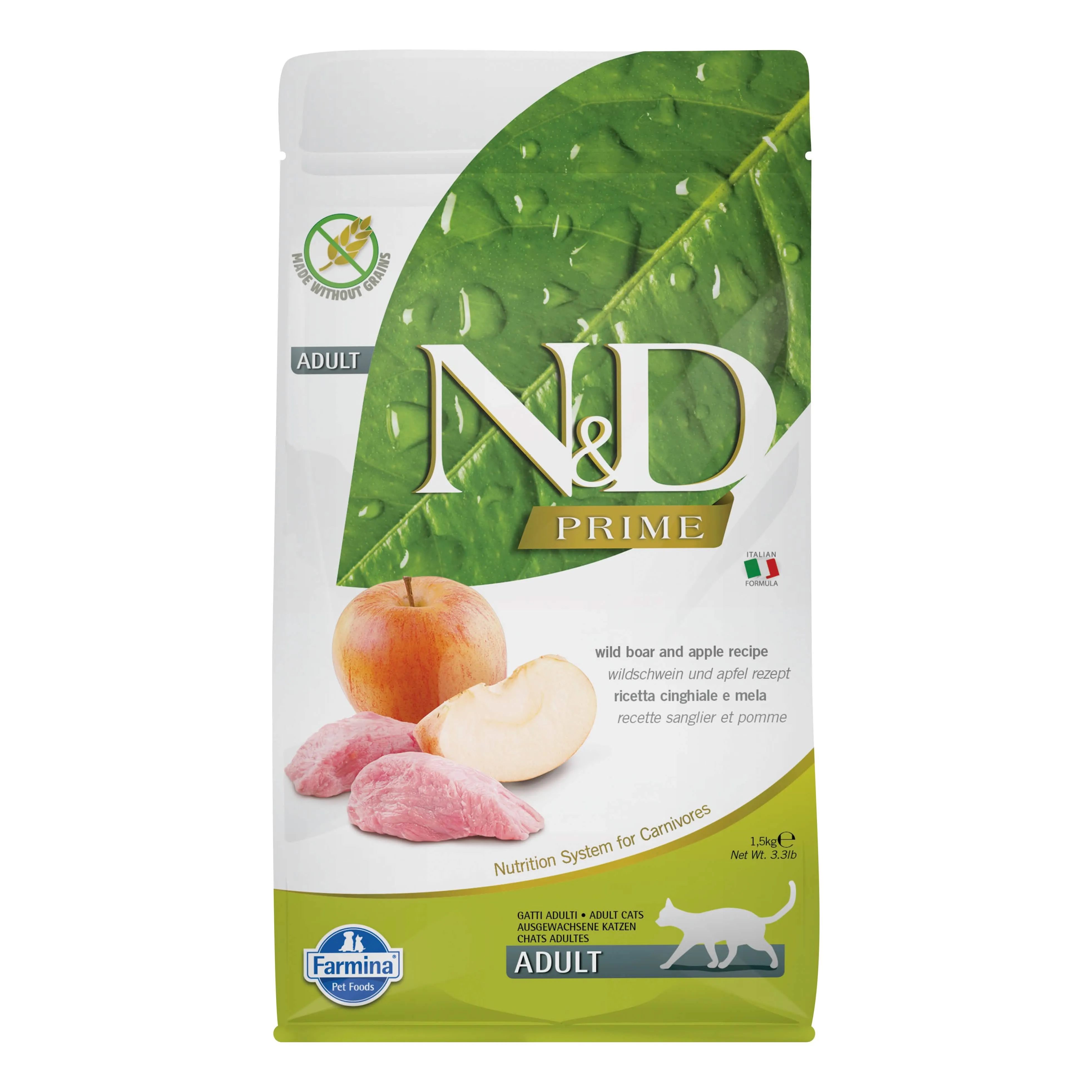 N&d feline grain free cat cinghiale & mela adult medium 1,5 kg
