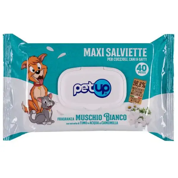 Salviette igieniche Maxi PetUp 40 salviette Muschio bianco - confezione da 4 pezzi