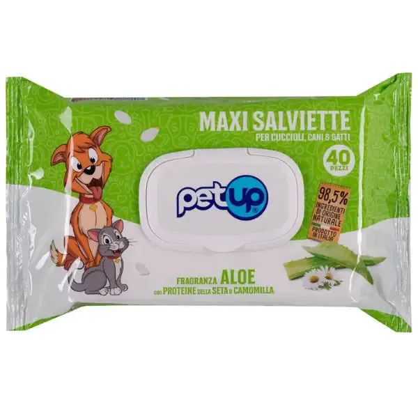 Salviette igieniche Maxi PetUp 40 salviette Aloe - confezione da 4 pezzi