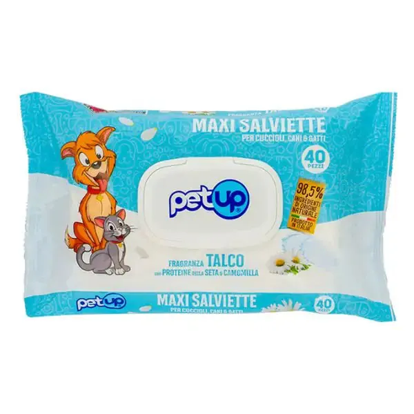 Salviette igieniche Maxi PetUp 40 salviette Talco - confezione da 4 pezzi