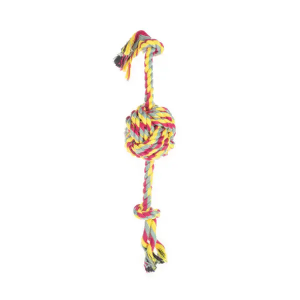 Corda con palla per cani Cotonosso Centro Palla PetUp Fuxia e giallo 38 cm - Giochi per cani