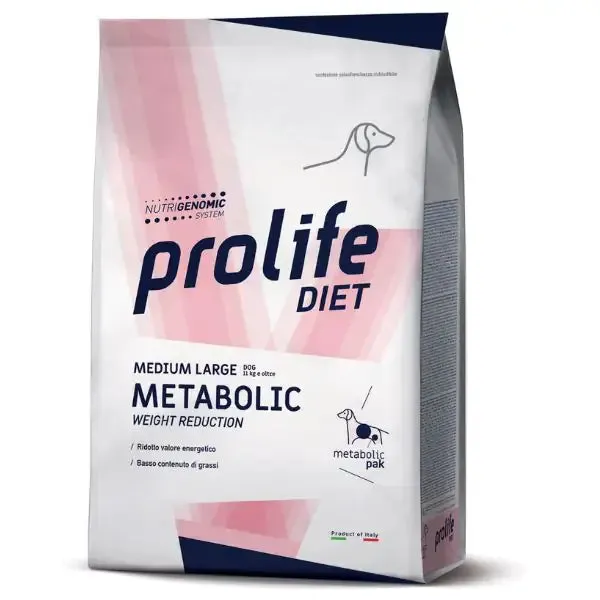 Prolife Veterinary Diet Dog Metabolic Medium/Large Salmone 8 kg - Dieta veterinaria per cani