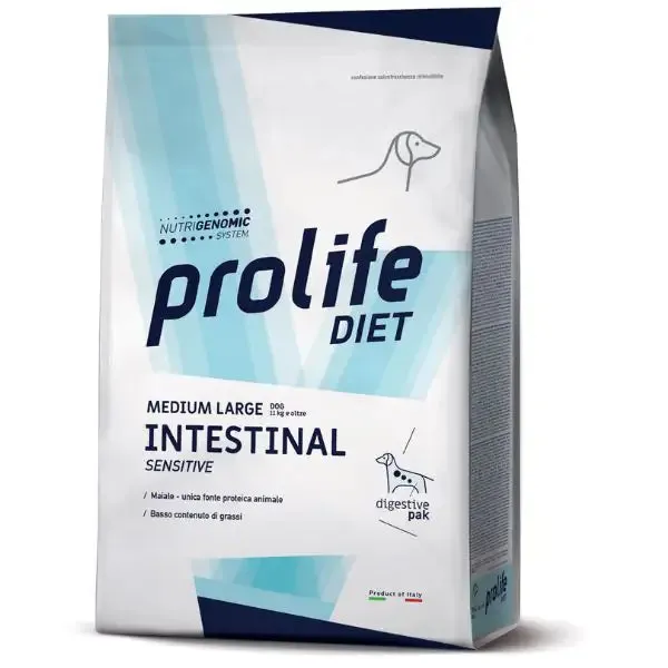 Prolife Veterinary Diet Dog Intestinal Sensitive Medium/Large Maiale 8 kg - Dieta veterinaria per cani