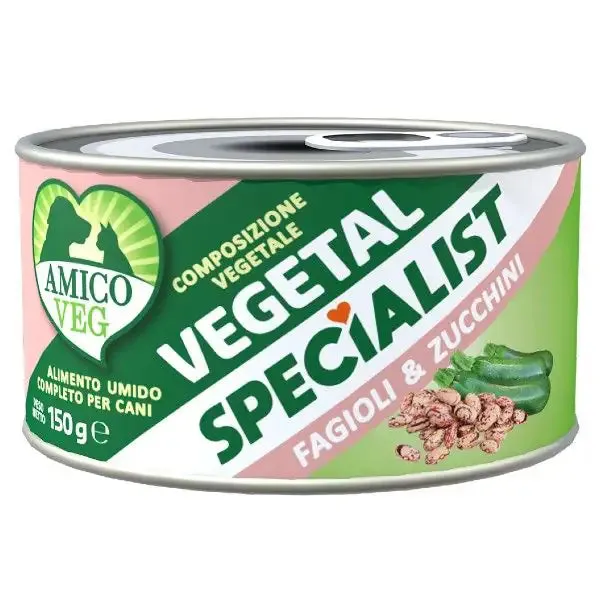 Amico Veg Specialist umido vegetale 150 gr Fagioli e zucchine - Cibo umido per cani