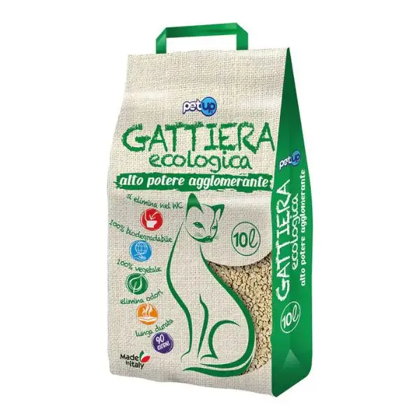Lettiera ecologica agglomerante inodore Gattiera PetUp 10 lt (5 kg) - Lettiera agglomerante