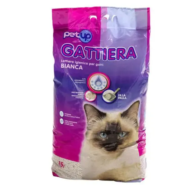Lettiera igienica Bianca Gattiera PetUp 15 lt (14 kg) - Lettiera agglomerante