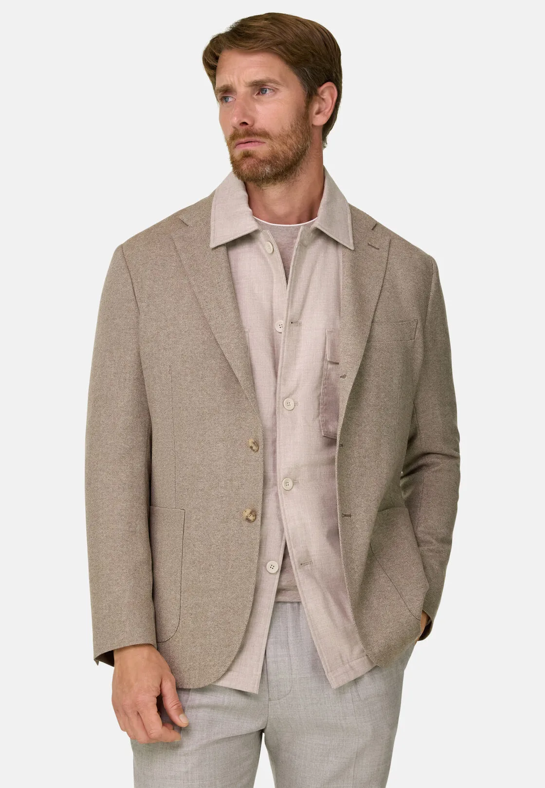 Boggi, Giacca Resca In Lana Cashmere, Uomo, Taupe, Taglia: 58