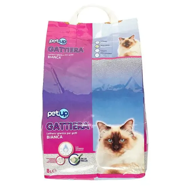 Lettiera igienica Bianca Gattiera PetUp 8 lt (7 kg) - Lettiera agglomerante