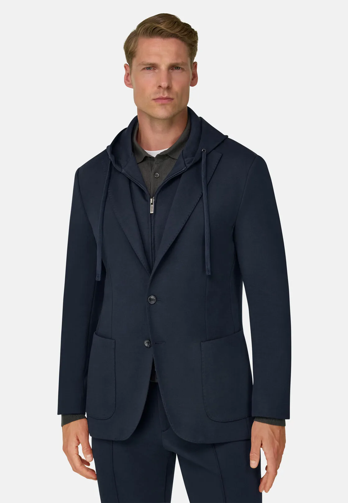 Boggi, Giacca Felpa Madison In Misto Cotone B Jersey, Uomo, Navy, Taglia: 46