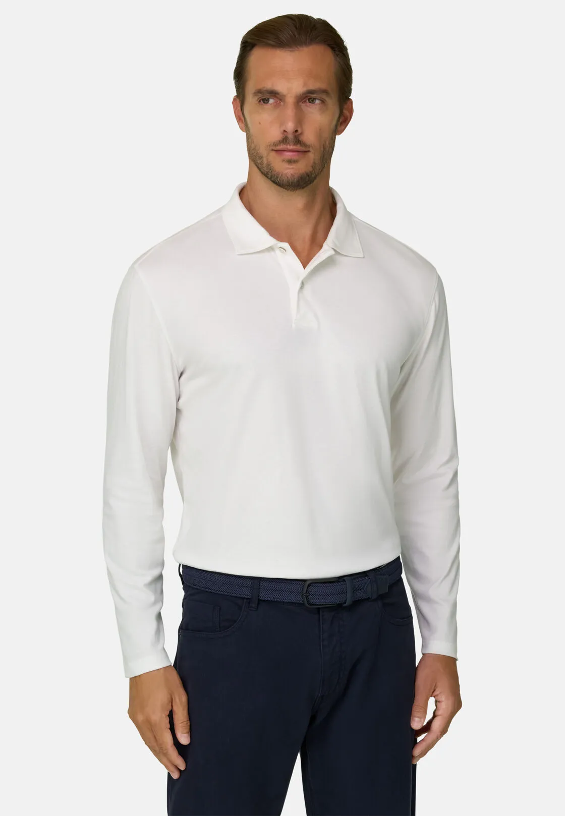 Boggi, Polo In Jersey Misto Cotone S. Cafè®, Uomo, Bianco, Taglia: L