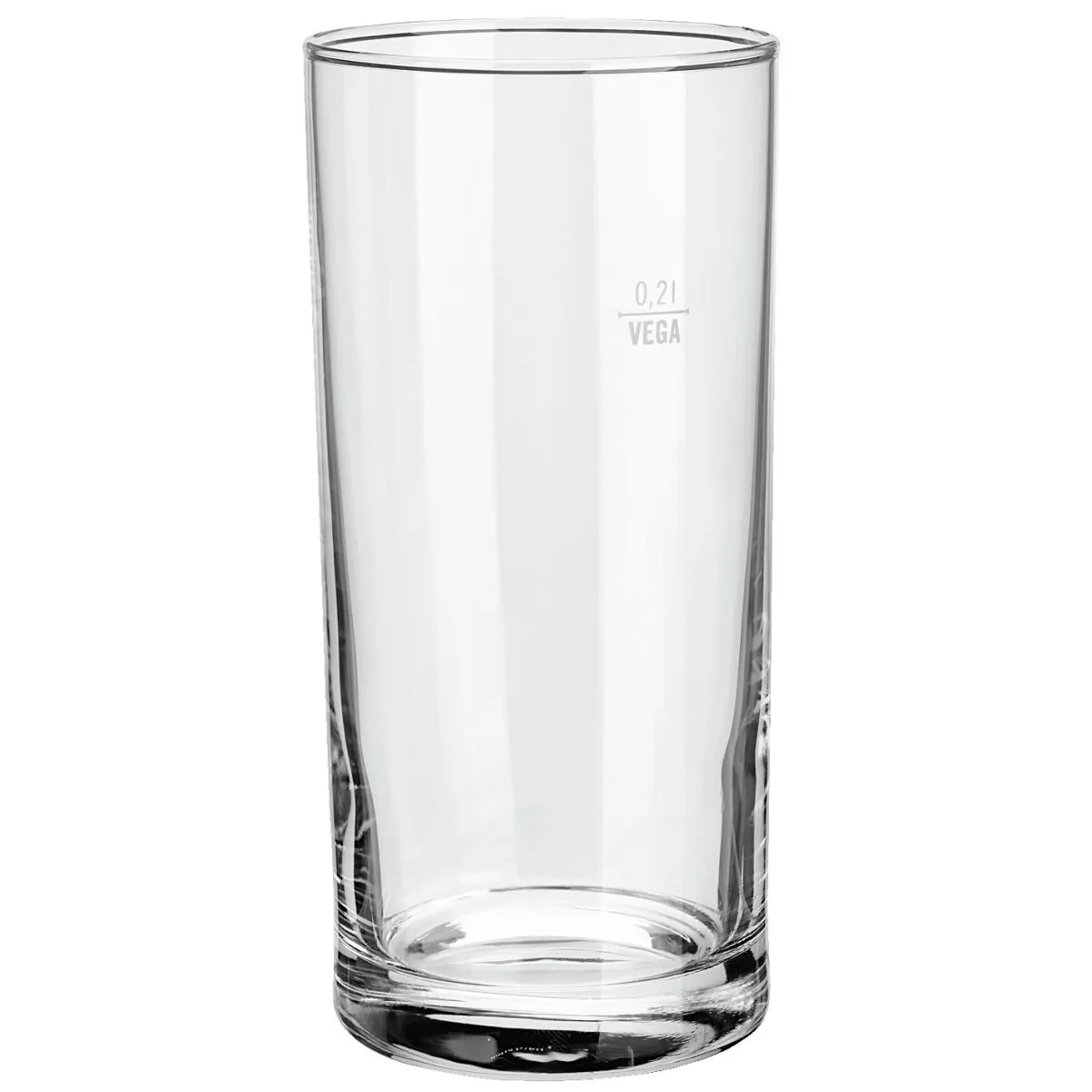 12x VEGA Bicchiere bibite Simple con tacca; 290 ml, 6.3x13.5 cm (ØxH); trasparente; 0.2 l Segno di riempimento, 12 pz. / Pacco