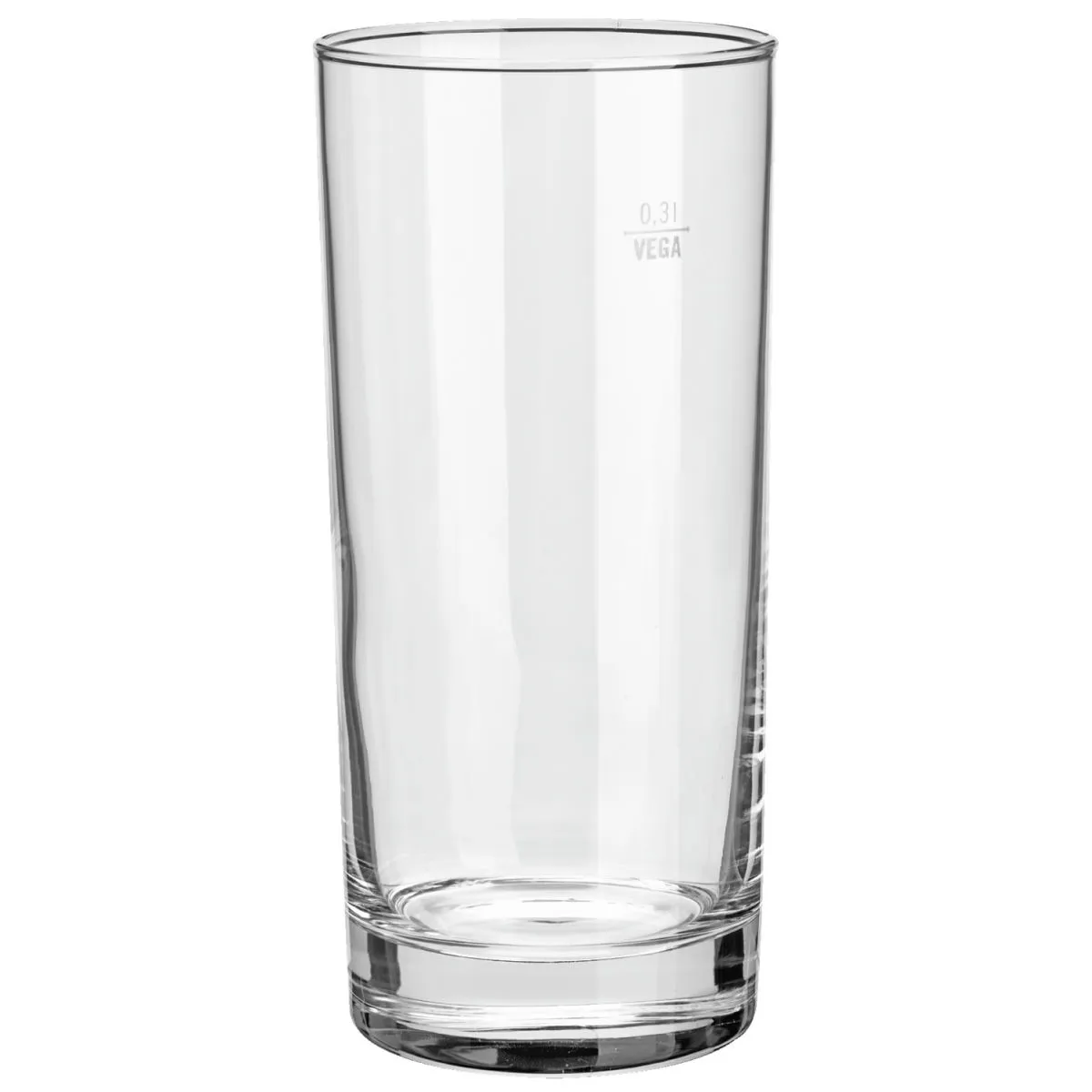 12x VEGA Bicchiere bibite Simple con tacca; 380 ml, 6.8x14.9 cm (ØxH); trasparente; 0.3 l Segno di riempimento, 12 pz. / Pacco