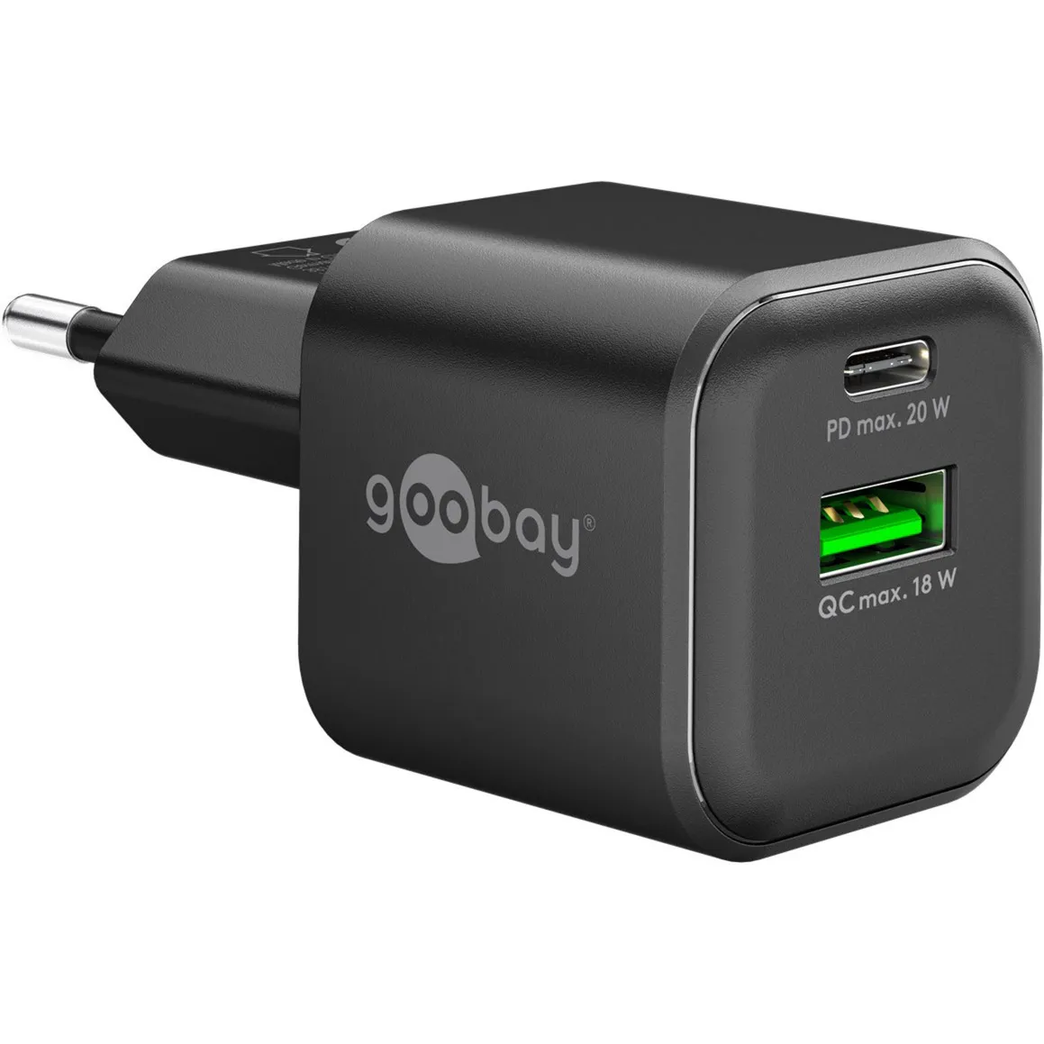 Caricatore rapido doppio USB-C PD GaN 20 W Nano, Caricabatterie
