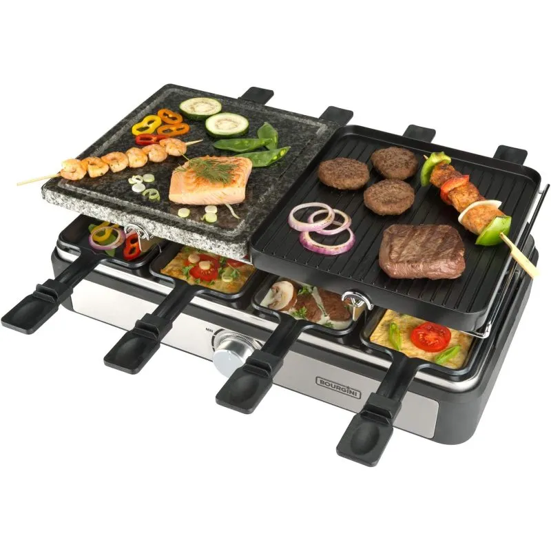 Bourgini Grill Gourmette Plus Griglia per Raclette con Pietra 8 Persone 1300W