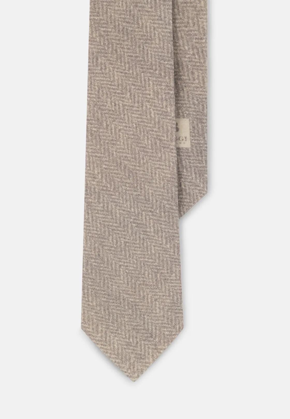 Boggi, Cravatta Stampa Motivo Spiga In Lana Cashmere, Uomo, Light grey