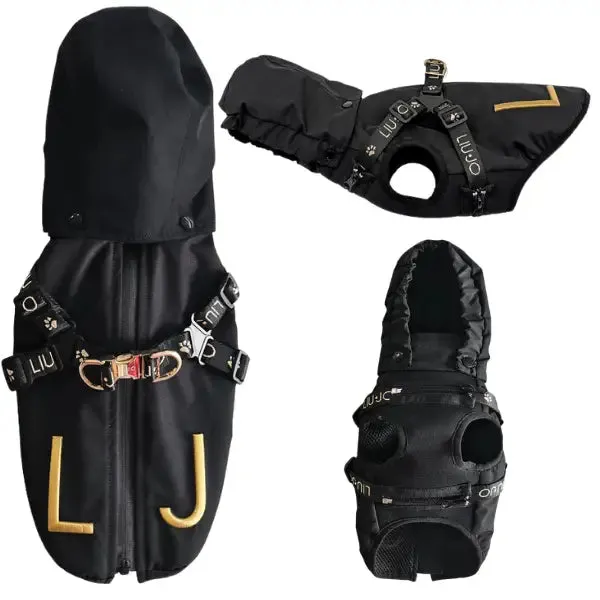Impermeabile per cani con pettorina integrata Liu Jo Pets Nero - Taglia XS