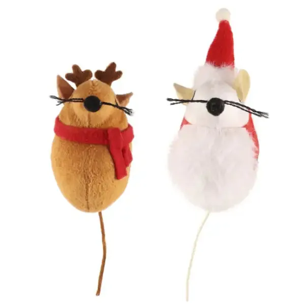 Topini natalizi in peluche per gatti Camon 2x topini da 8 cm - Giochi per gatti