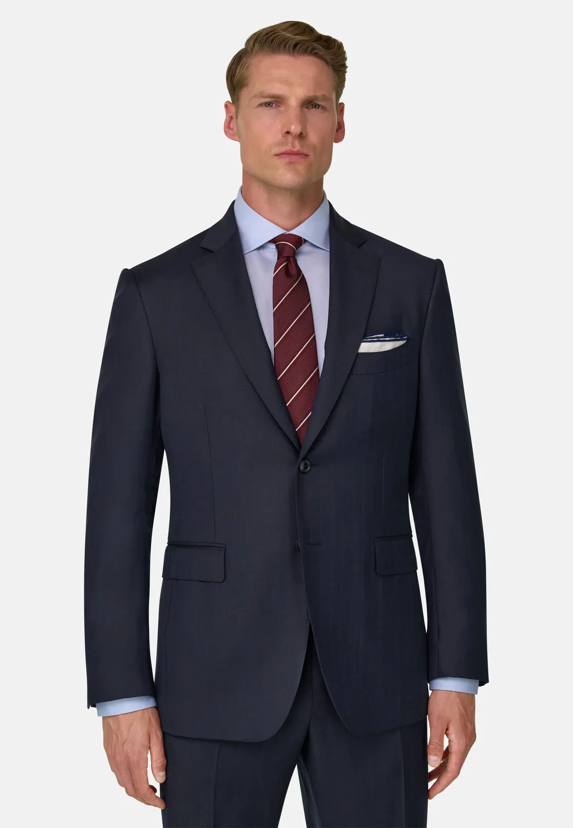 Boggi, Abito Gessato In Lana S130, Uomo, Navy, Taglia: 48
