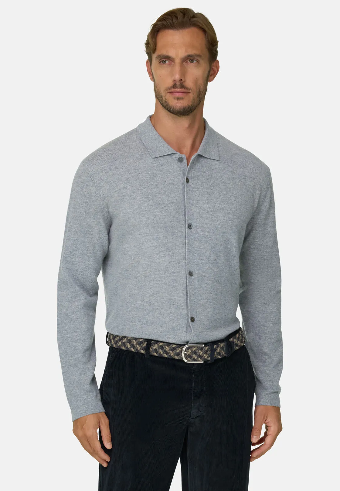 Boggi, Camicia Di Maglia In Lana Cashmere, Uomo, Grigio, Taglia: XXL