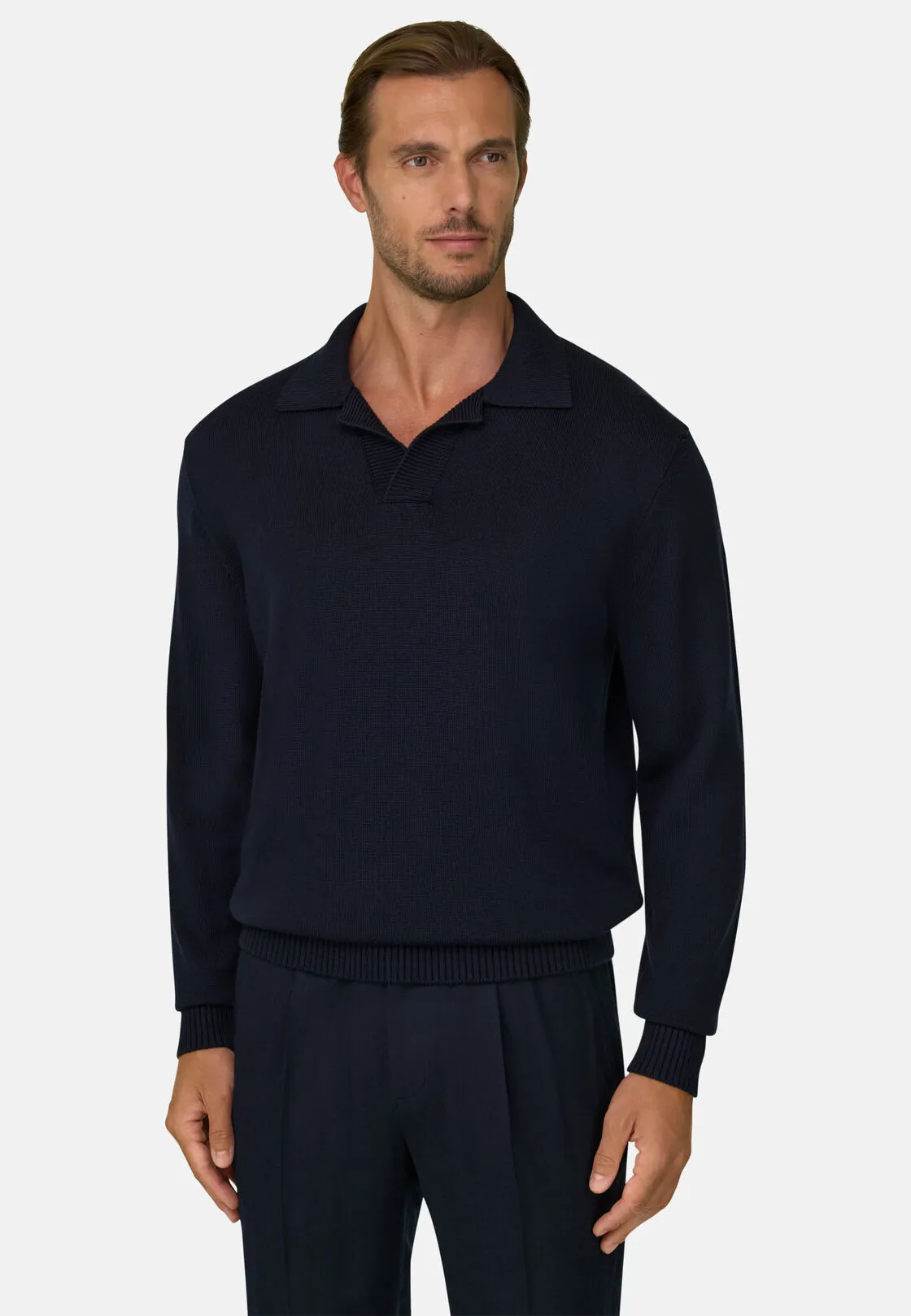 Boggi, Polo Di Maglia In Lana Merino Extrafine, Uomo, Navy, Taglia: L