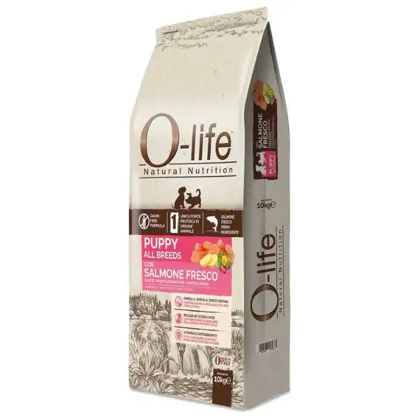 O-life Dog Grain Free Puppy All Breeds Salmone fresco 10 kg - Croccantini per cani