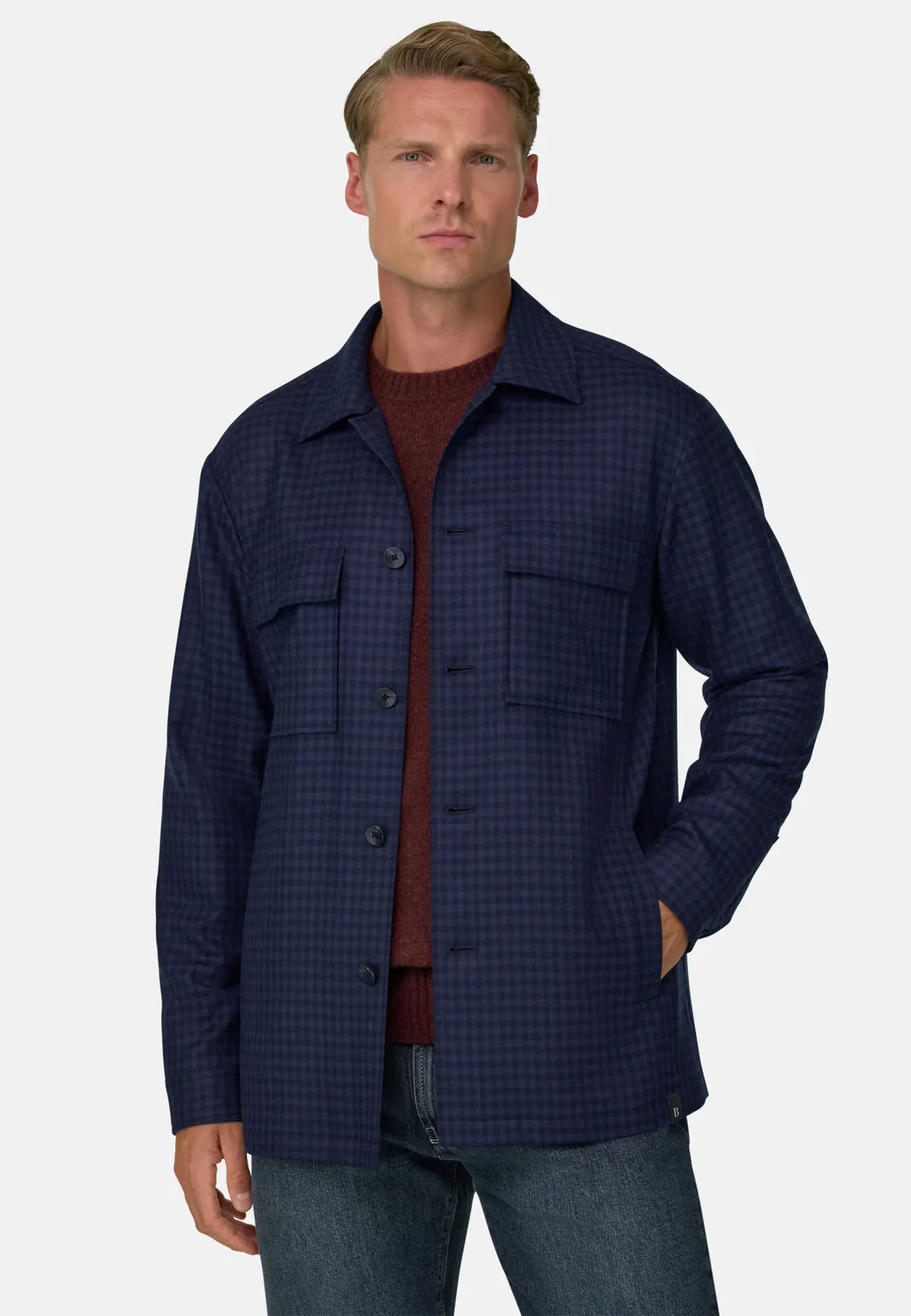 Boggi, Giacca Camicia Fantasia In Lana, Uomo, Navy, Taglia: XXL